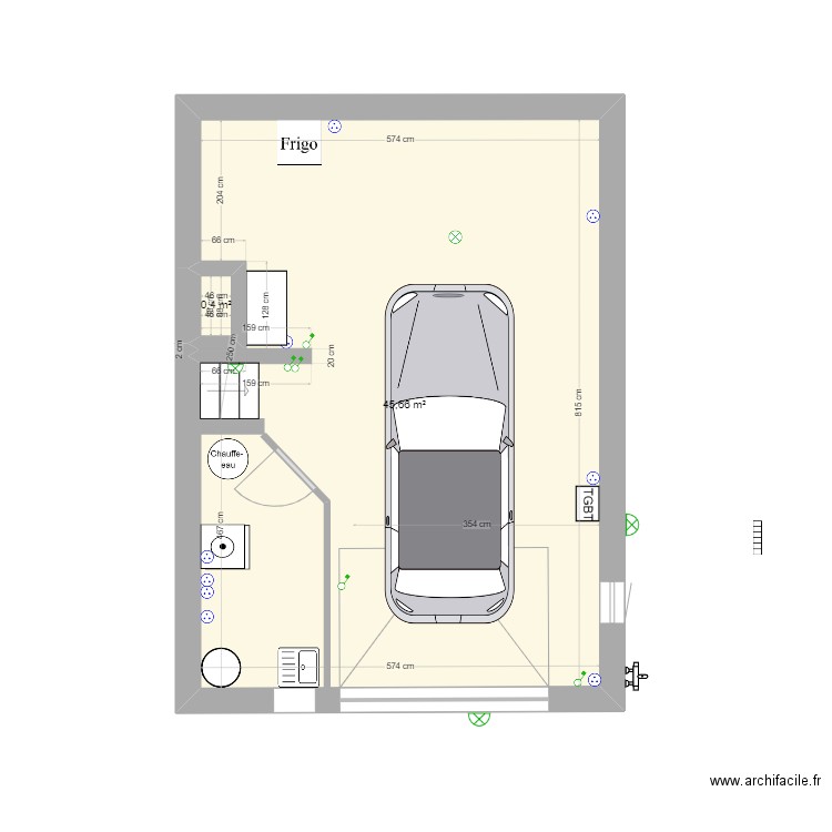NEUVILLIERE Garage. Plan de 2 pièces et 46 m2