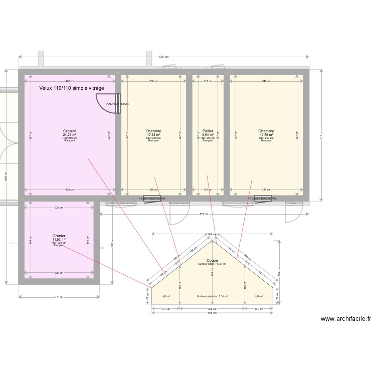 Quesada. Plan de 14 pièces et 198 m2