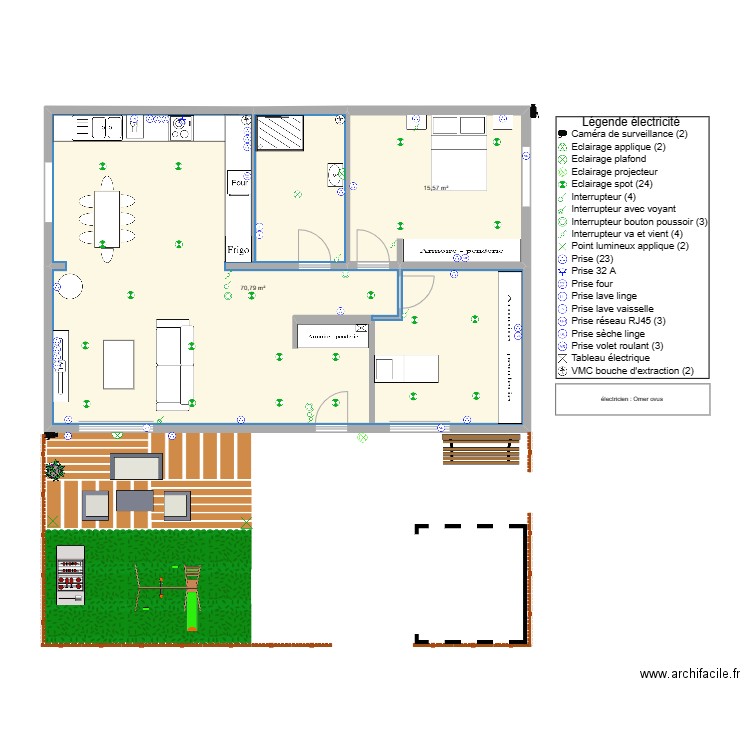 M.sucu . Plan de 2 pièces et 86 m2