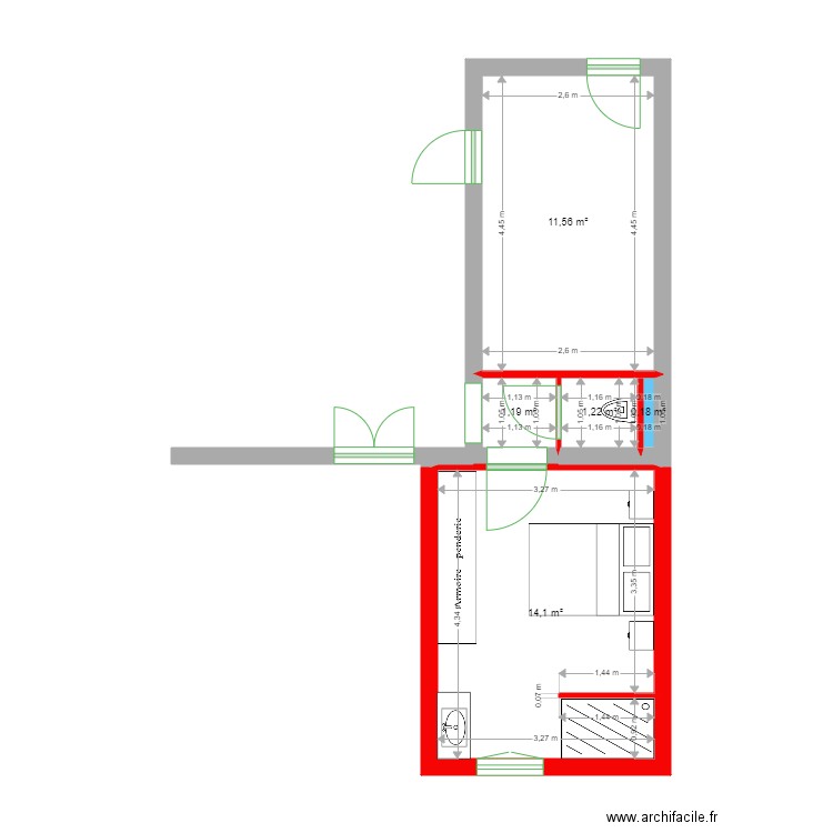 CASTEX rev 1. Plan de 5 pièces et 28 m2