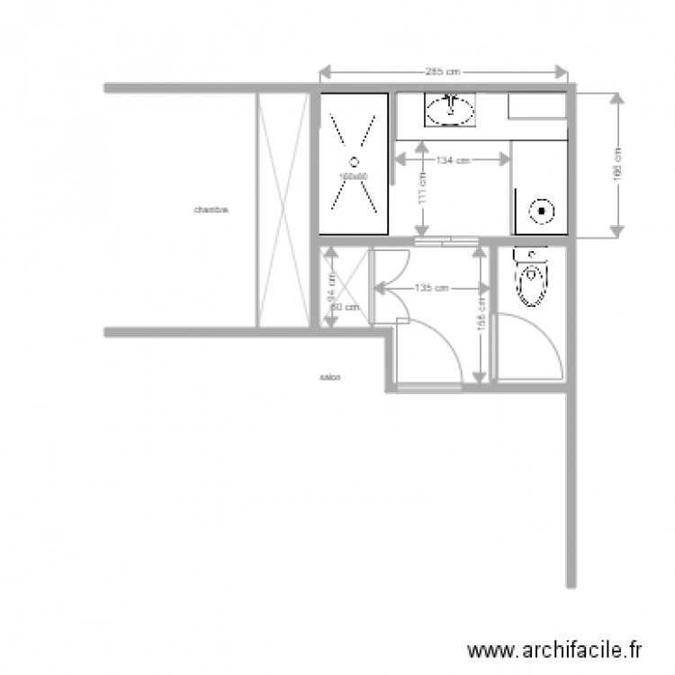 projet niogret salle eau. Plan de 0 pièce et 0 m2