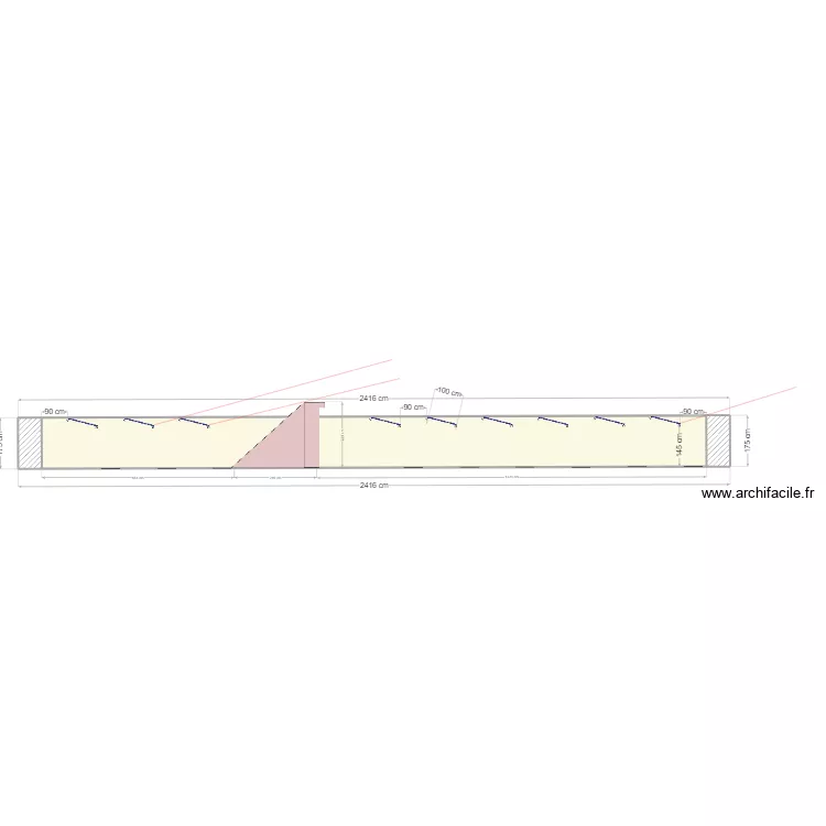 Coupe Fort Saint-Marine PV support cables. Plan de 