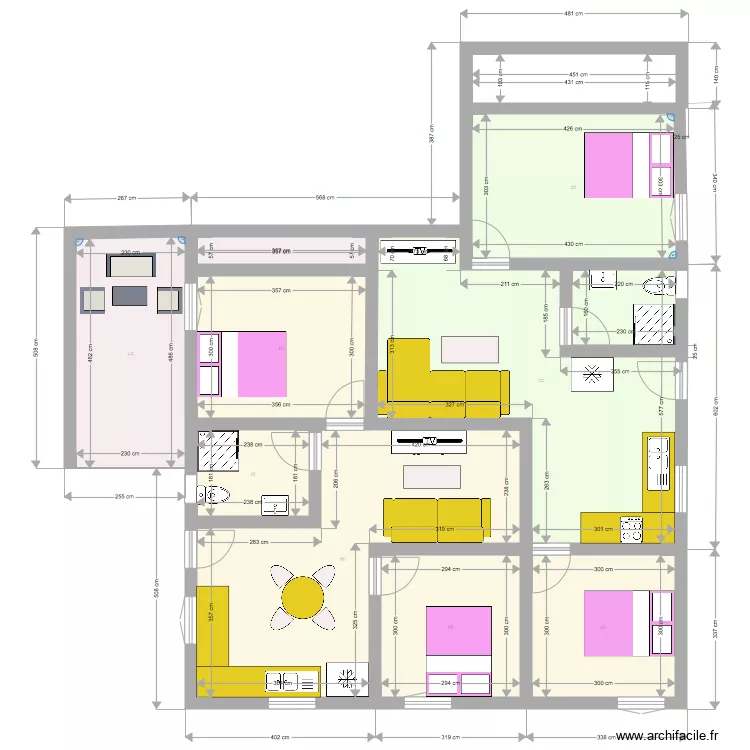 extension 3 haut et bas. Plan de 