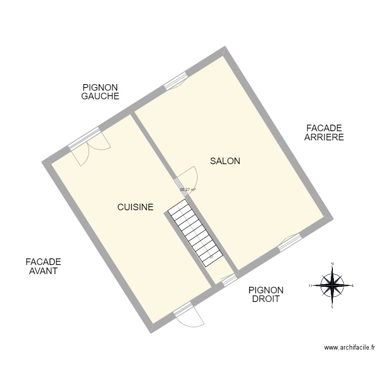 BELMILOUD SS SOL. Plan de 1 pièce et 58 m2