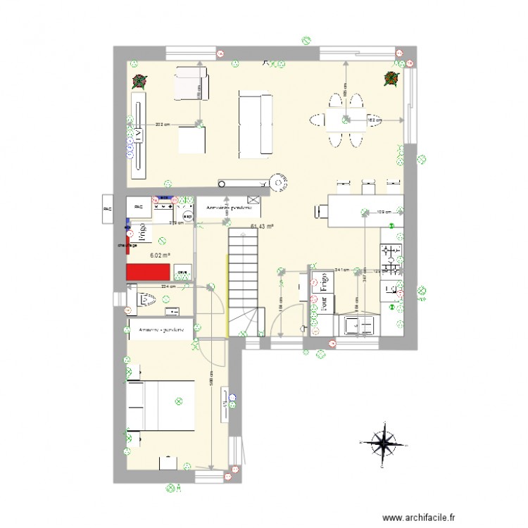 rdc meublé et électricité trou. Plan de 0 pièce et 0 m2