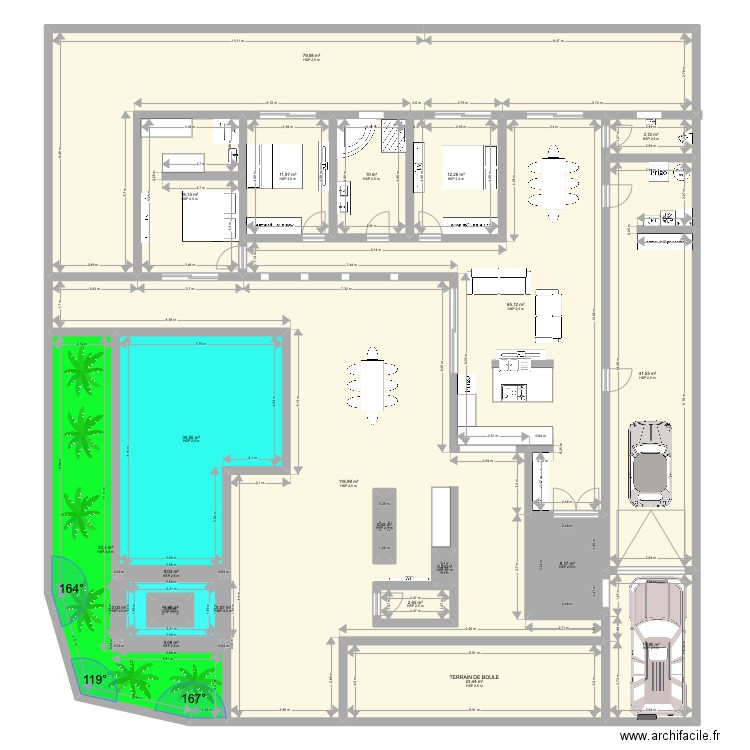 VENTENAC. Plan de 23 pièces et 500 m2