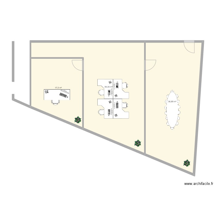 Nollet Montreuil . Plan de 3 pièces et 94 m2