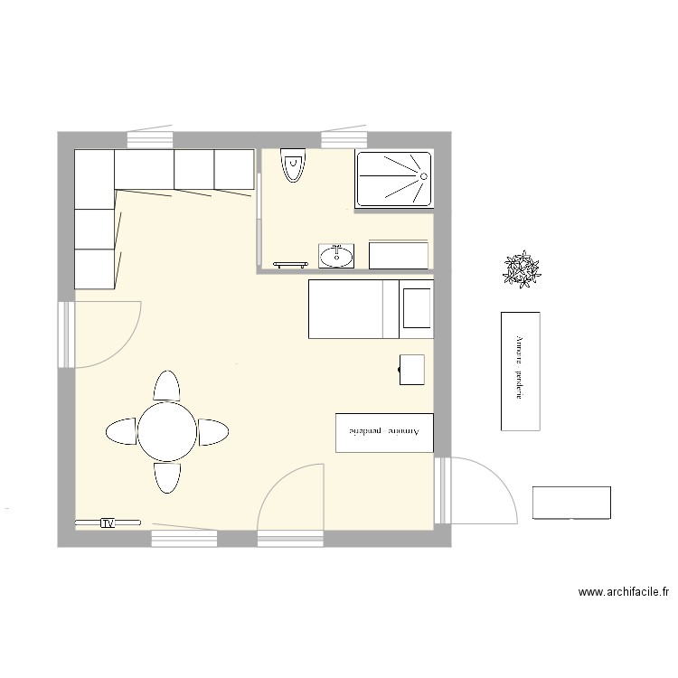 Plan studio version 2. Plan de 0 pièce et 0 m2