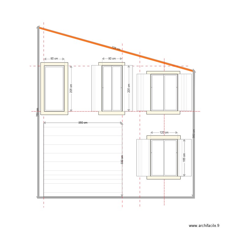 Facade est BATIMENT ouverture en cours haute DP 2021 19 01 encadrement couleur. Plan de 0 pièce et 0 m2