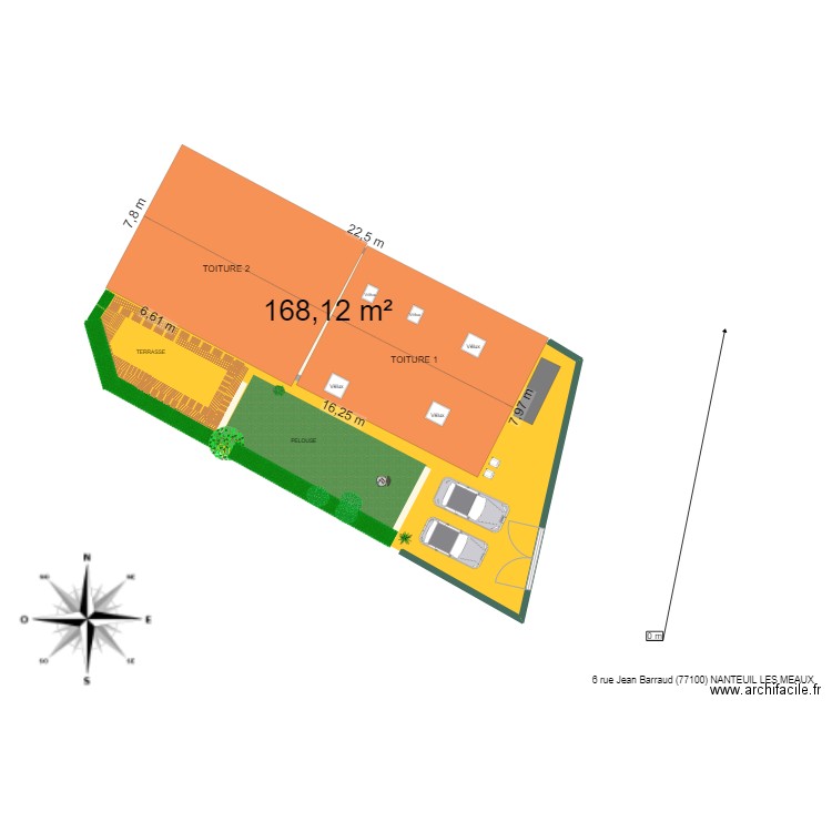 plan de masse existant. Plan de 1 pièce et 168 m2