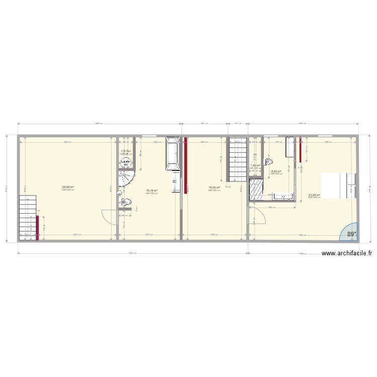 chambre 1. Plan de 7 pièces et 98 m2