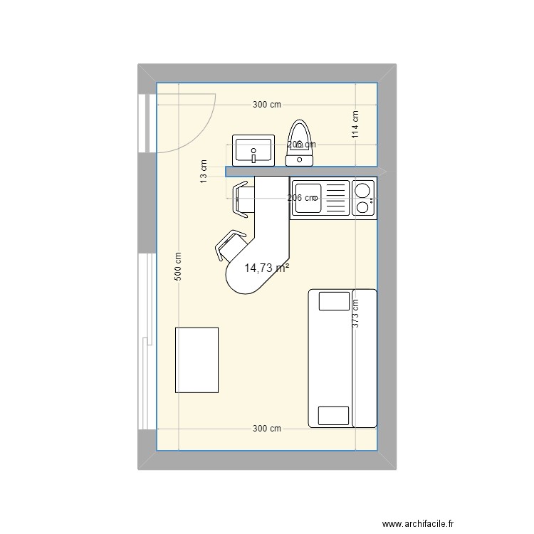 studio. Plan de 0 pièce et 0 m2