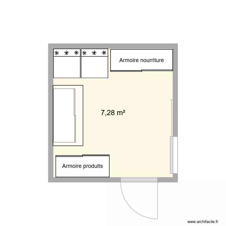 chambre. Plan de 1  et 7 m²