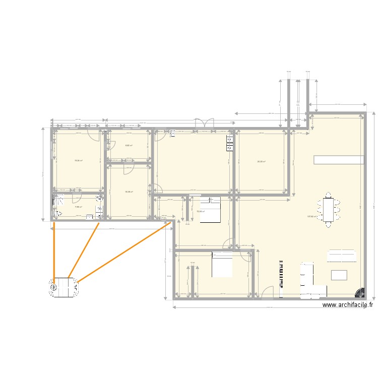 MAISON V3. Plan de 7 pièces et 252 m2