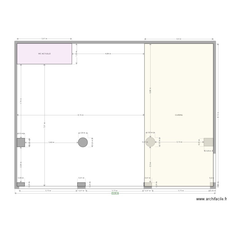 mesure cuisine 26.09. Plan de 1 pièce et 115 m2