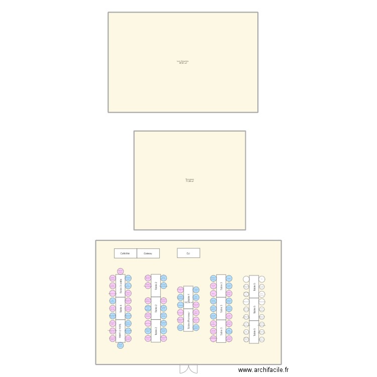 plan de table . Plan de 3 pièces et 320 m2