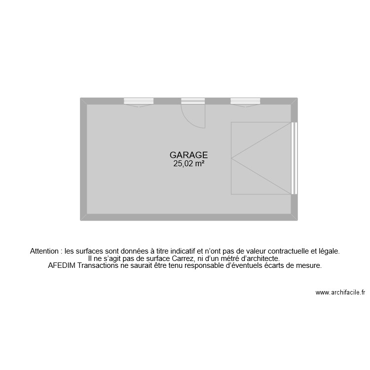 BI 9251 GARAGE. Plan de 1 pièce et 25 m2