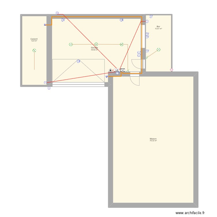 Electricité Garage. Plan de 0 pièce et 0 m2