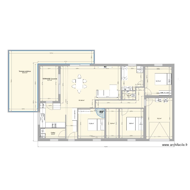 Maison 100m2 13 01 22. Plan de 0 pièce et 0 m2