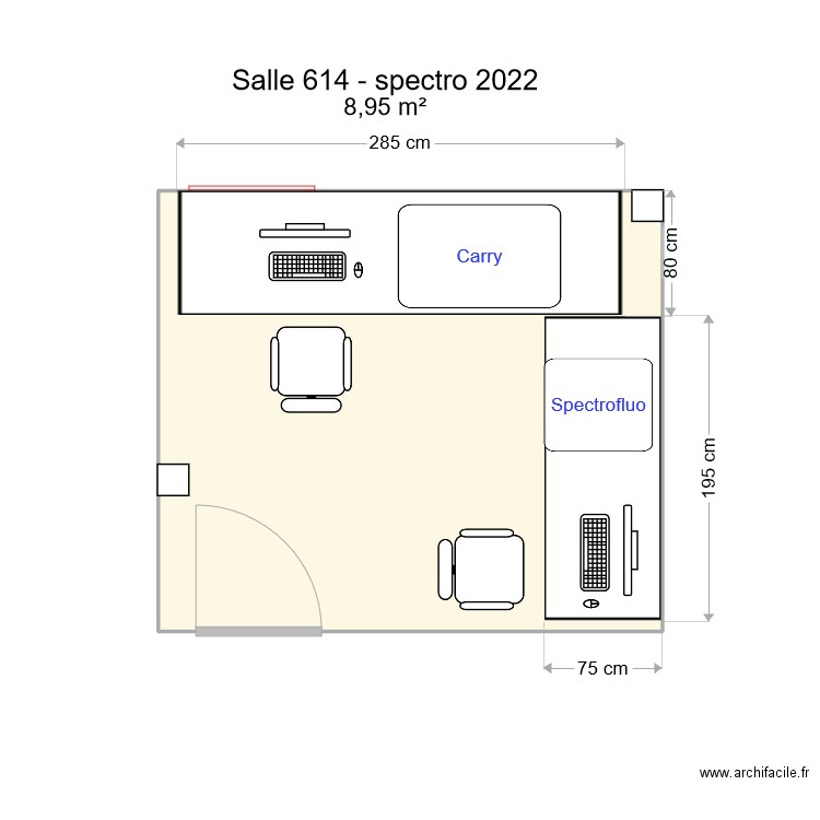 Salle 614 spectro Carry. Plan de 1 pièce et 9 m2