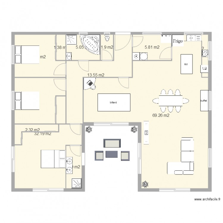 plan de maison 125m2