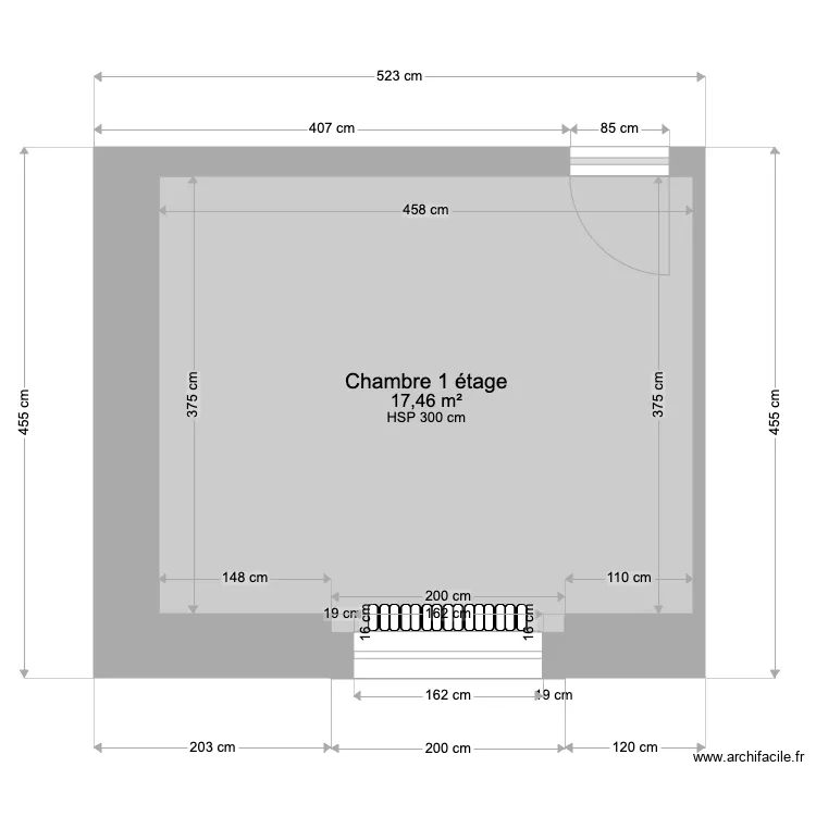 Chambre 1 &eacute;tage projet. Plan de 