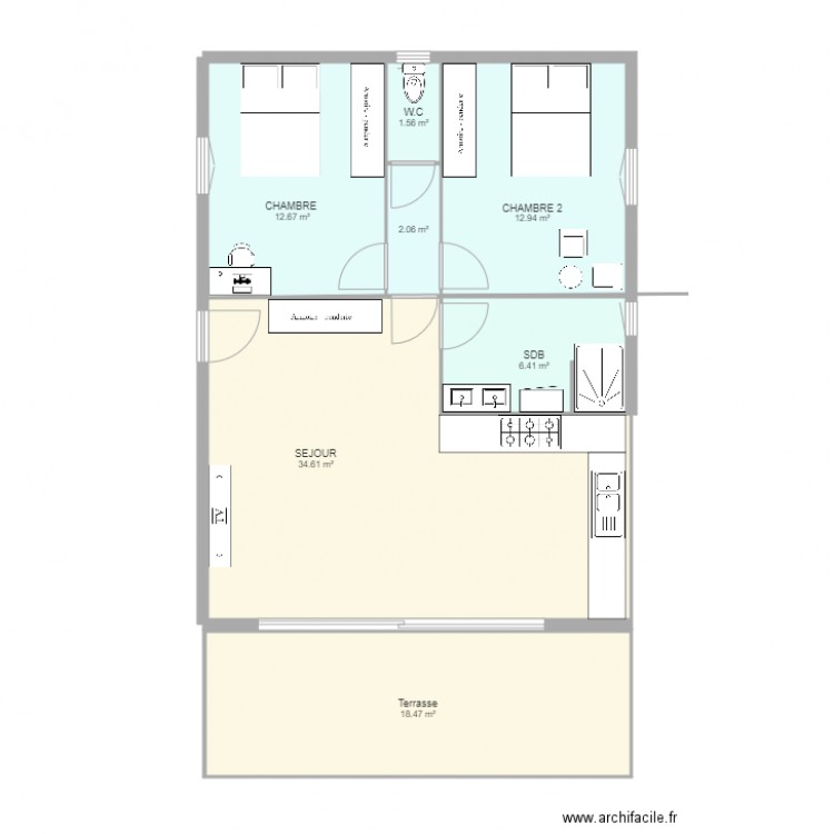 Projet Appartement 1 et 2. Plan de 0 pièce et 0 m2