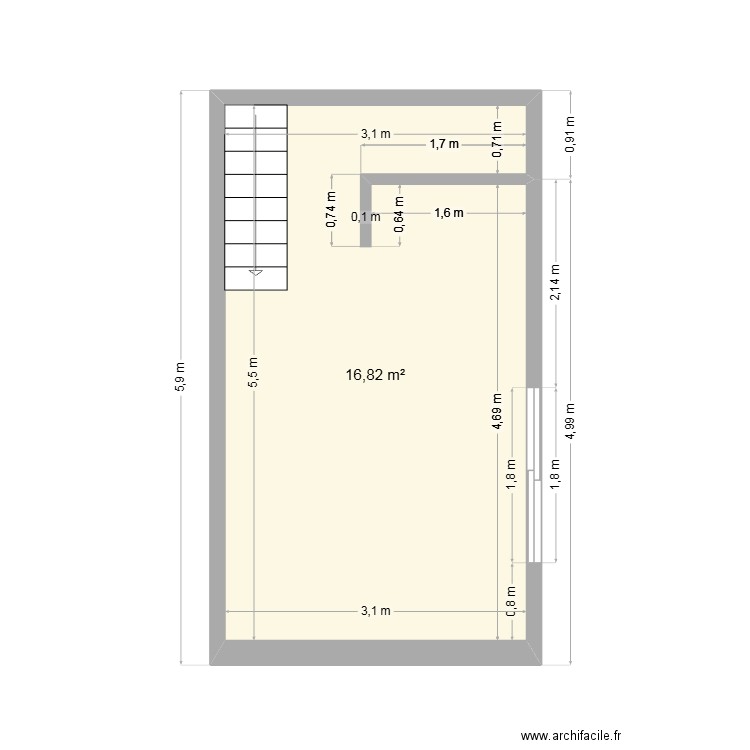 Maison Hourtin. Plan de 1 pièce et 17 m2