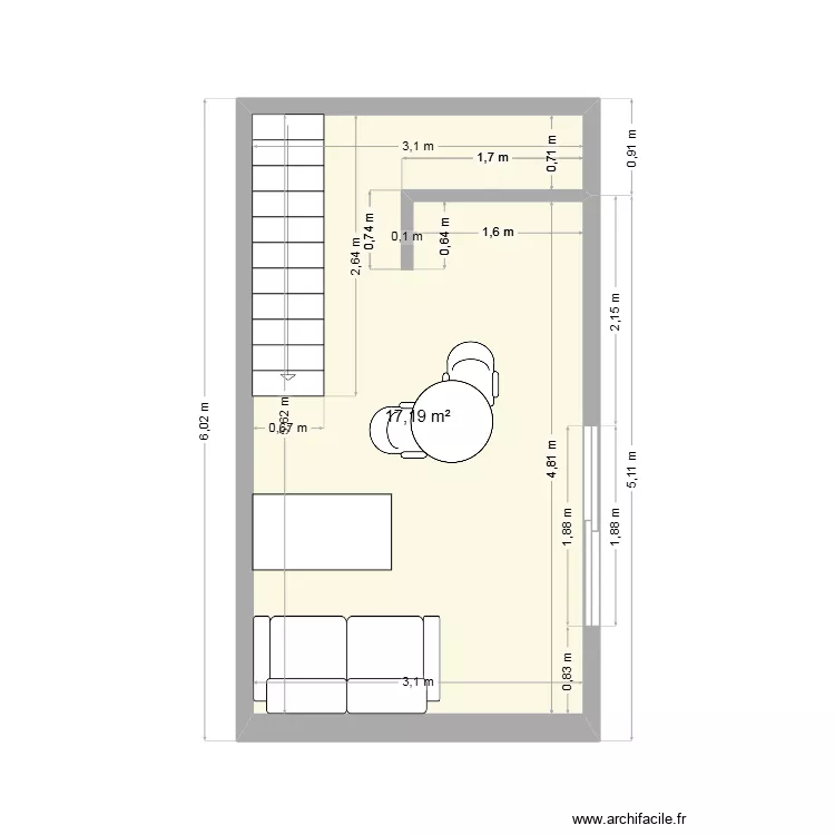 Maison Hourtin. Plan de 1 pièce et 17 m² Maison Hourtin. Plan de 1 pièce et 17 m²