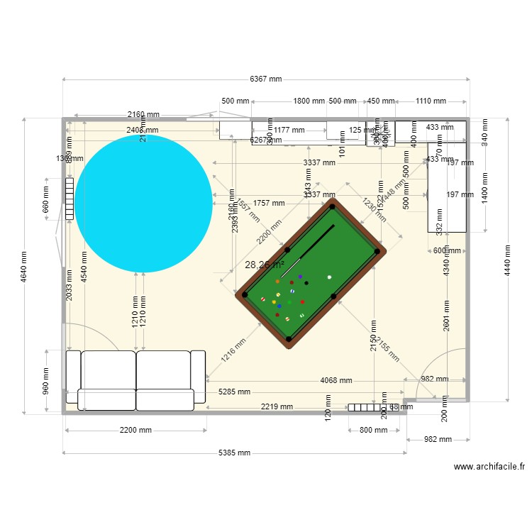 SALLE DE DETENTE 3. Plan de 1 pièce et 28 m2