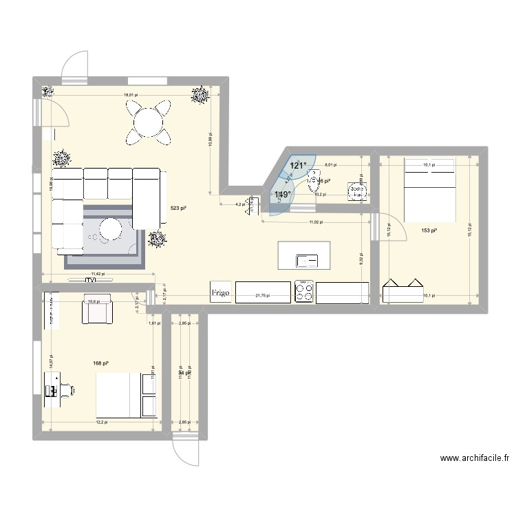 Appartement 2 jet. Plan de 5 pièces et 86 m2
