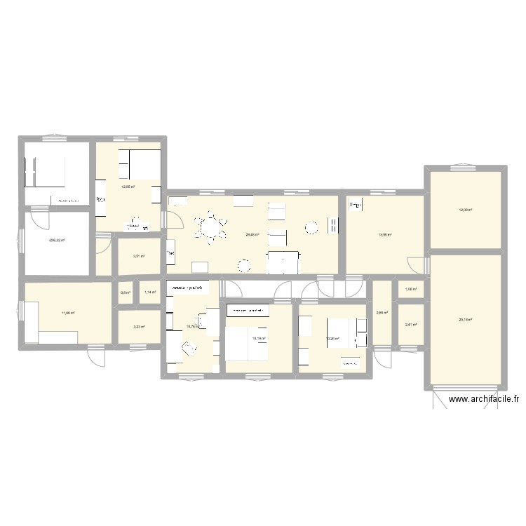 45 quirinal. Plan de 17 pièces et 155 m2