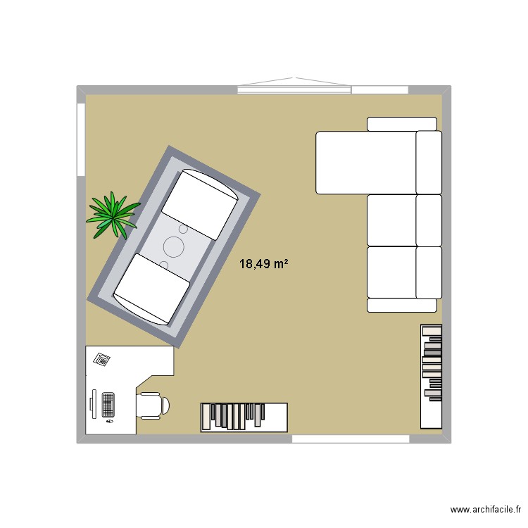 salon greg. Plan de 1 pièce et 18 m2