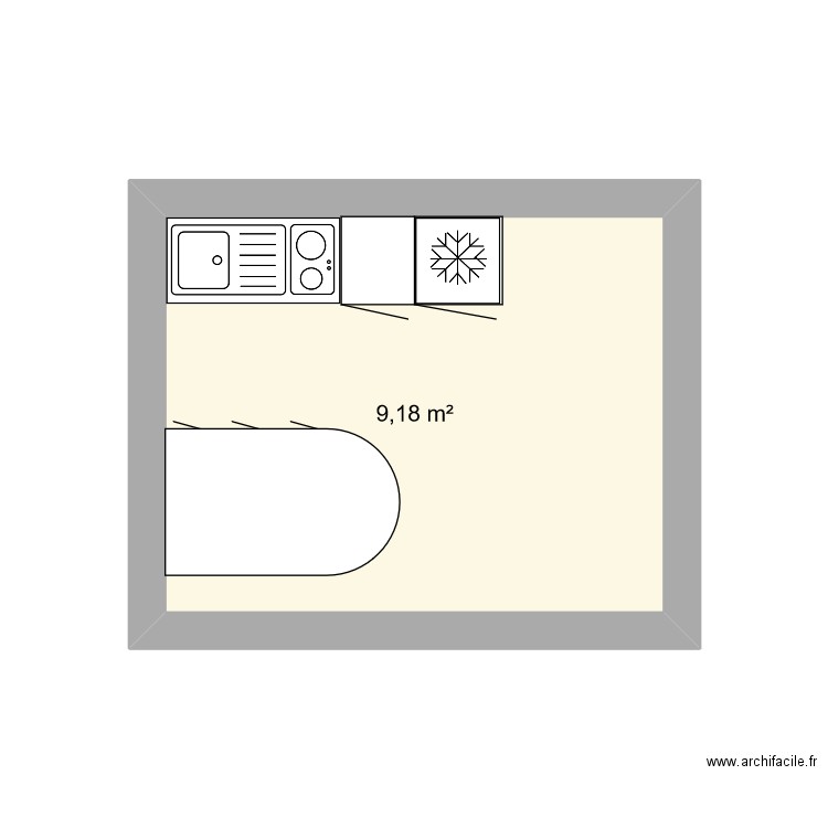 RCM1. Plan de 1 pièce et 9 m2