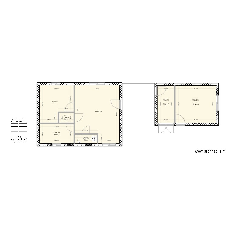 GRANGE-ANNEXE-2. Plan de 7 pièces et 59 m2