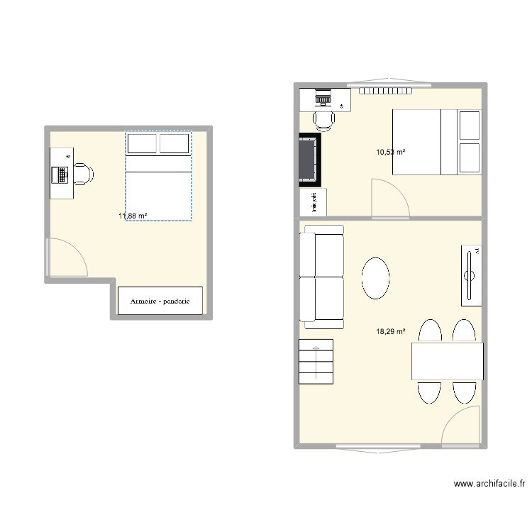 Valenciennes. Plan de 3 pièces et 41 m2