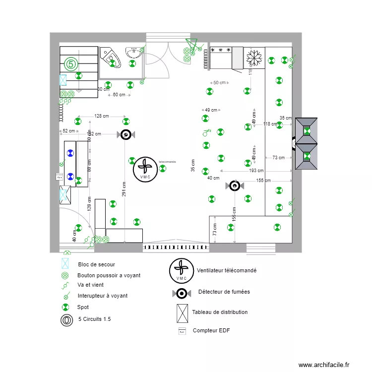 COTES LUMINAIRES 1er &eacute;tage. Plan de 