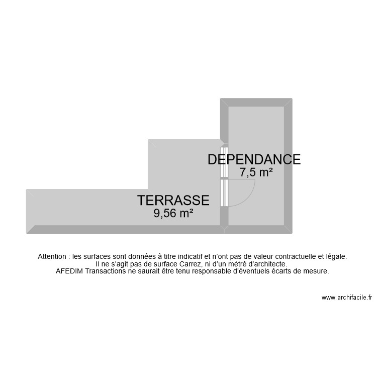 BI 10064 DEPENDANCE. Plan de 2 pièces et 17 m2