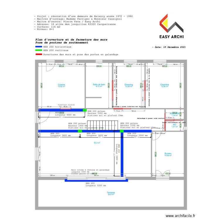 plan ouverture . Plan de 9 pièces et 146 m2