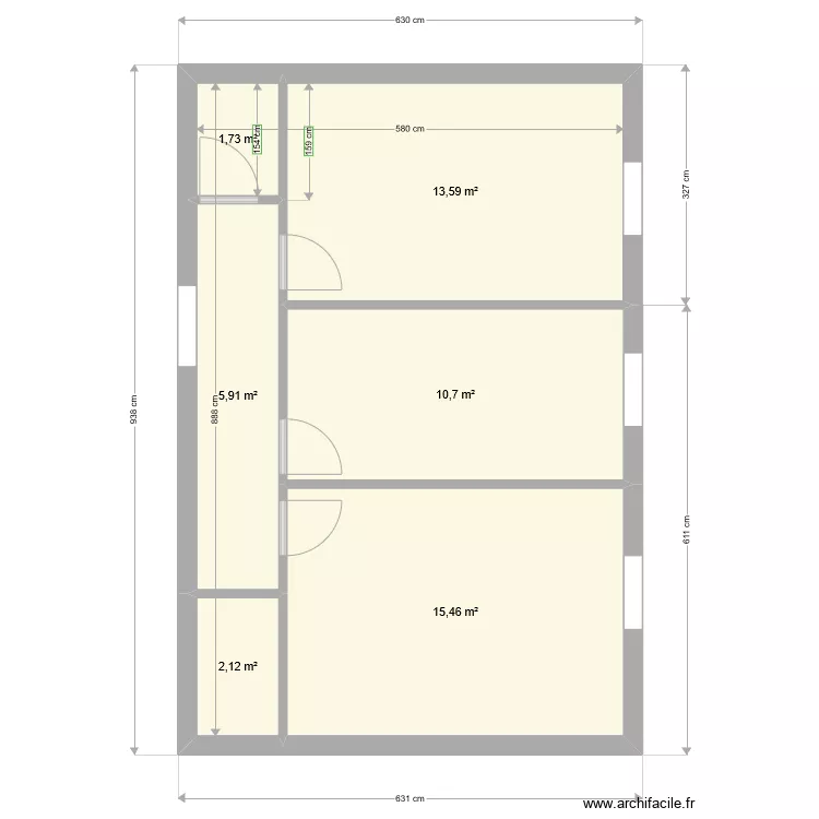 Montpellier 1er etage. blanc. Plan de 