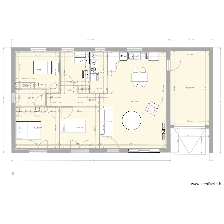 Perso 1. Plan de 11 pièces et 188 m2