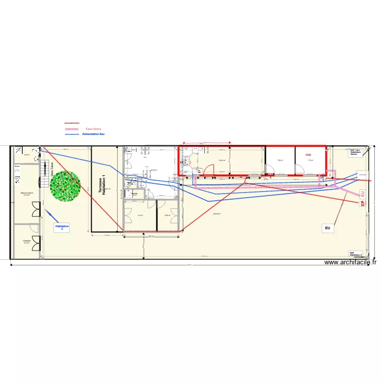 MASSE RACCORDEMENTS JULES FERRY 08 2021  3 logements. Plan de 