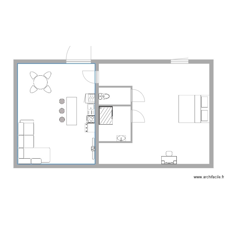 gite. Plan de 4 pièces et 78 m2