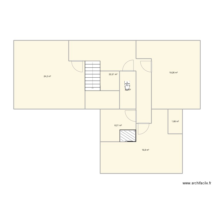 1er etage avant. Plan de 7 pièces et 96 m2