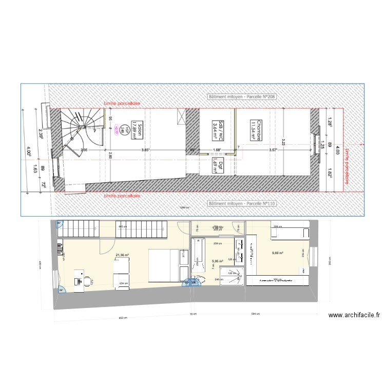 Leucate village 1er SDB 3. Plan de 4 pièces et 39 m2