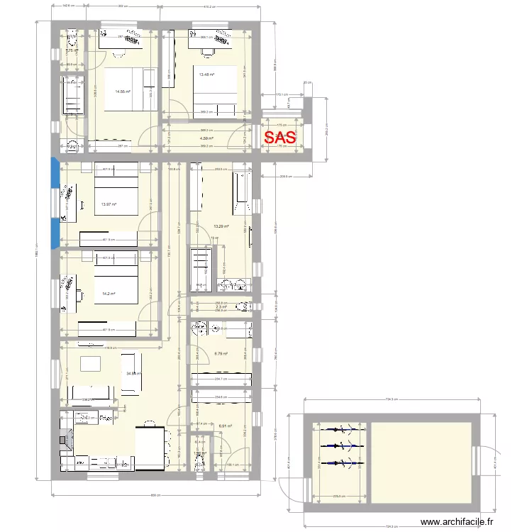 annexe de la maison 4 ch appart 2 gd ch. Plan de 