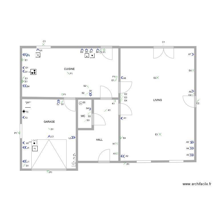 ROMAIN REZ. Plan de 5 pièces et 91 m2