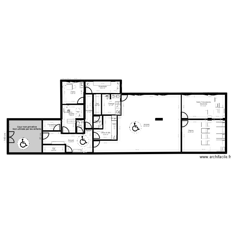 94 Maisons-Alfort 41 G Médéric Projet PST. Plan de 16 pièces et 185 m2