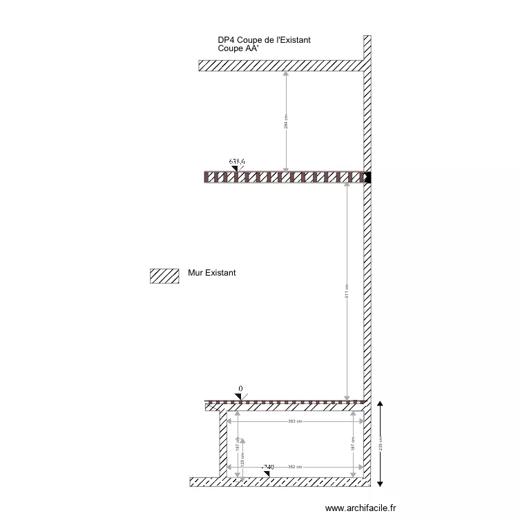 DP4 Coupe cave. Plan de 
