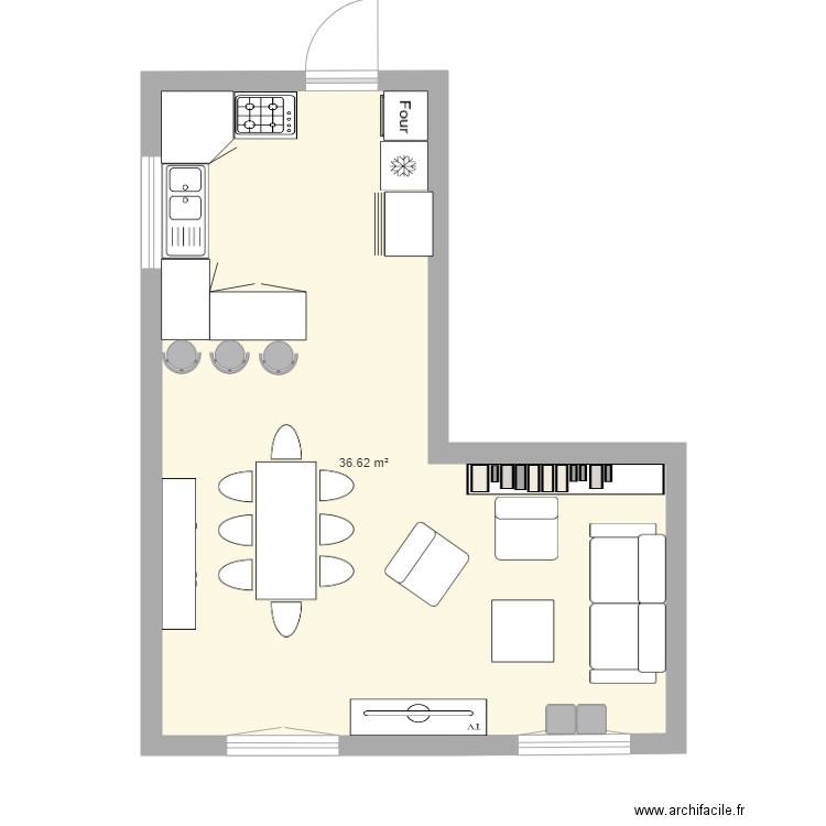 Cuisine Séjour Salon SOUBISE 2. Plan de 0 pièce et 0 m2